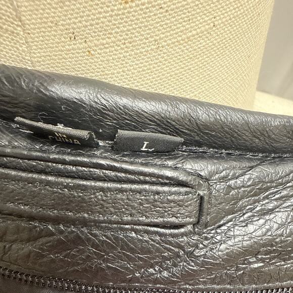 Men’s Leather MotoCross Racing Jacket Size L Black/Gold Patches Zip Front - Picture 10 of 14